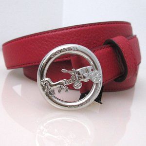 Coach $128 Horse and Carriage SIGNATURE BUCKLE BELT RED 78181 f78181